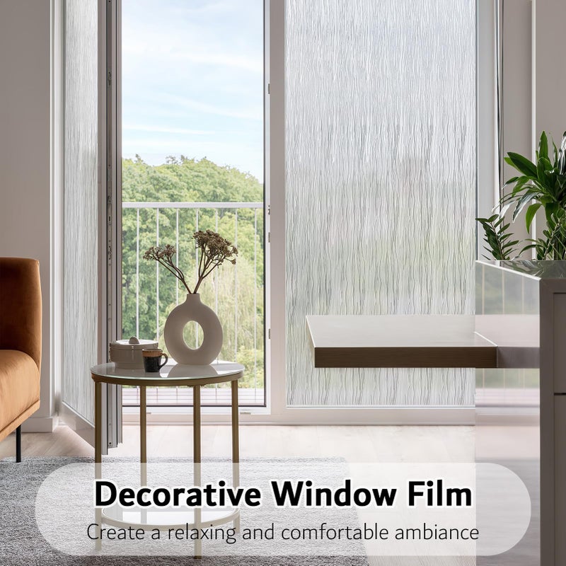VELIMAX Frosted Window Privacy Film Non Adhesive Window Cling Removable Glass Covering Clear Water Opaque Window Film for Home Anti UV 35.4x78.7 inches - Image 2